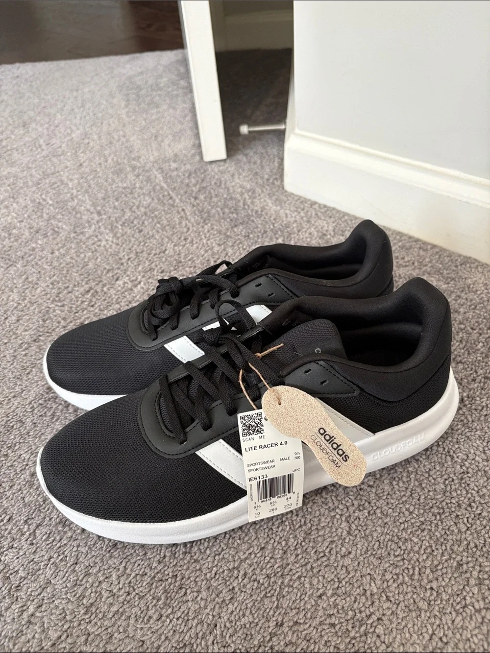 Adidas Lite Racer 4.0 Core Black Core White Mens Athletic Sneakers